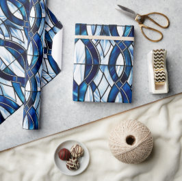 Blaues und weißes patrootisches Hartglas 4. Juli Geschenkpapier