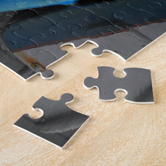 Blaues und weißes Ruderboot Puzzle (Seite)