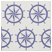 Blaues und weißes Schiffs-nautischrad Stoff (Muster)