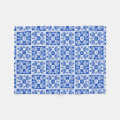 Blaues und weißes Seashell-Strand-Block-Muster Fleecedecke (Vorderseite (Horizontal))