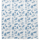 Blaues und weißes Seemuster Duschvorhang (Vorderseite)