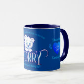 Blaues und weißes SORRY Tasse (VorderseiteRechts)