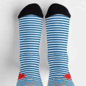 Blaues und weißes Striptekherz Socken (Oben)