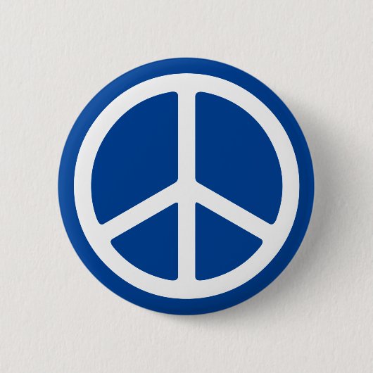Blaues und weißes Symbol für Frieden Pinback Button (Vorderseite)