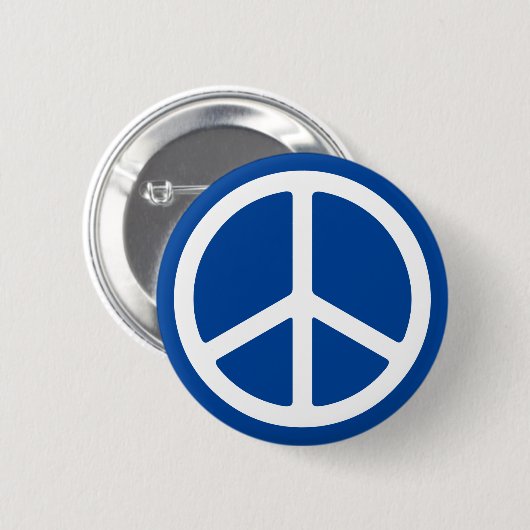 Blaues und weißes Symbol für Frieden Pinback Button (Vorne & Hinten)