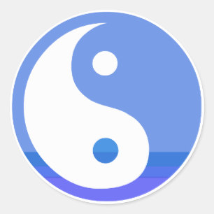 Blaues und weißes Taijitu Yin Yang Symbol Runder Aufkleber