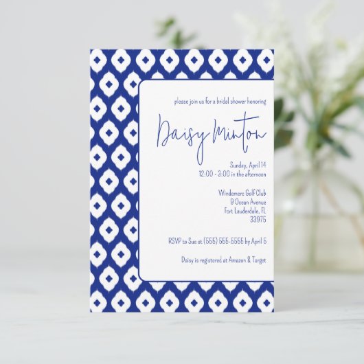 Blaues und weißes traditionelles thailändisches Ik Einladung (Stehend Vorderseite)