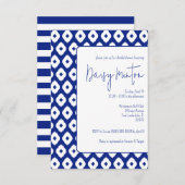 Blaues und weißes traditionelles thailändisches Ik Einladung (Vorne/Hinten)