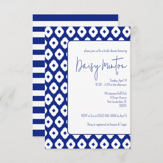 Blaues und weißes traditionelles thailändisches Ik Einladung (Vorne/Hinten)