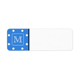 Blaues und weißes Tupfen-Muster-Monogramm.
