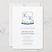 Blaues und weißes Wappen an der KüsteNeuWeds Brunc Einladung (Vorderseite)