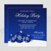 Blaues und weißes Weihnachten verziert Einladung (Vorne/Hinten)