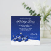 Blaues und weißes Weihnachten verziert Einladung (Stehend Vorderseite)
