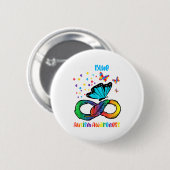 Blaues Unendlichkeits-Schmetterlings-Design für Fr Button (Vorne & Hinten)