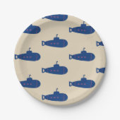 Blaues Unterseeboot Pappteller (Vorderseite)