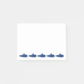 Blaues Unterseeboot Post-it Klebezettel (Vorderseite)