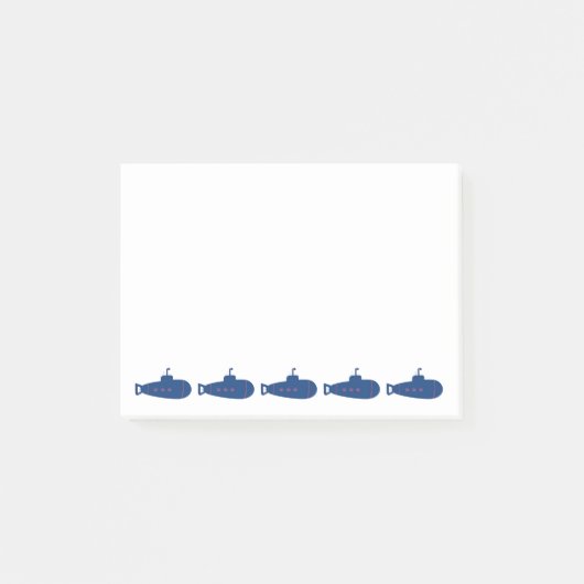 Blaues Unterseeboot Post-it Klebezettel (Vorderseite)