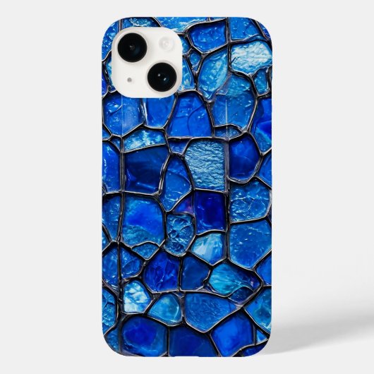 Blaues Venezianisches Glasmuster Case-Mate iPhone Hülle (Rückseite)