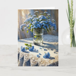 Blaues Vergessen-Me-Nicht-BlumenBouquet Karte
