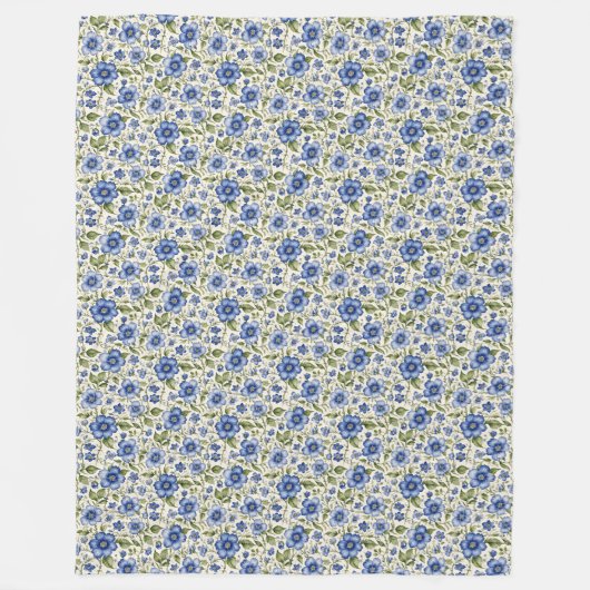 Blaues Vergessen-Me-Nots-Blumenkohl-Fleece Fleecedecke (Vorderseite)