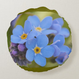 Blaues Vergissmeinnicht-Blumethrow-Kissen Rundes Kissen