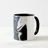 Blaues verschwommenes Muster Tasse (VorderseiteRechts)