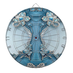 Blaues verziertes Blumen Dartboard Dartscheibe