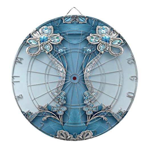 Blaues verziertes Blumen Dartboard Dartscheibe (vorne)