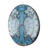 Blaues verziertes Blumen Dartboard Dartscheibe (Vorderseite rechts)