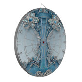Blaues verziertes Blumen Dartboard Dartscheibe (Vorderseite Links)