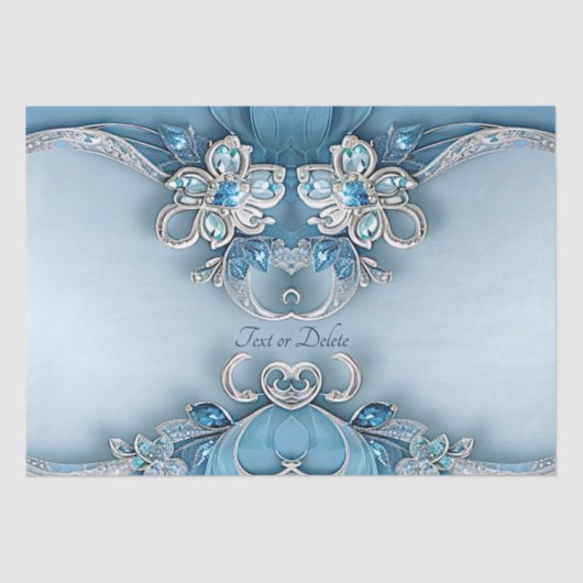 Blaues Verziertes Blumengewebe Seidenpapier (Vorderseite)