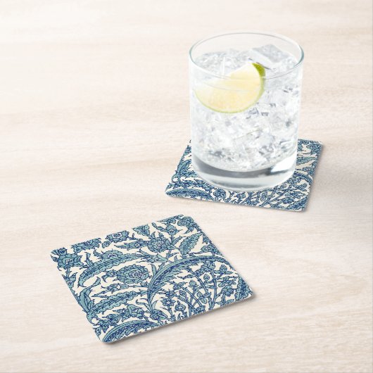 Blaues Verziertes florales arabisches Muster Rechteckiger Pappuntersetzer (Vor Ort)