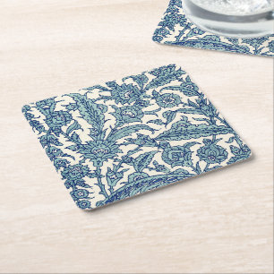 Blaues Verziertes florales arabisches Muster Rechteckiger Pappuntersetzer