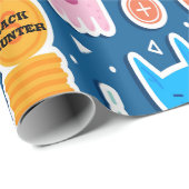 Blaues Videospiel Muster Personalisiert Geburtstag Geschenkpapier (Rolleneckpunkt)