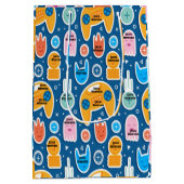 Blaues Videospiel Muster Personalisiert Geburtstag Mittlere Geschenktüte (Rückseite)