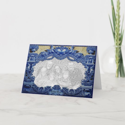 Blaues viktorianisches feiertagskarte (Vorderseite)