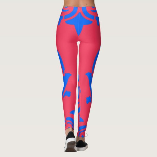 Blaues Viktorianisches Muster Leggings (Rückseite)
