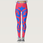 Blaues Viktorianisches Muster Leggings (Vorderseite)