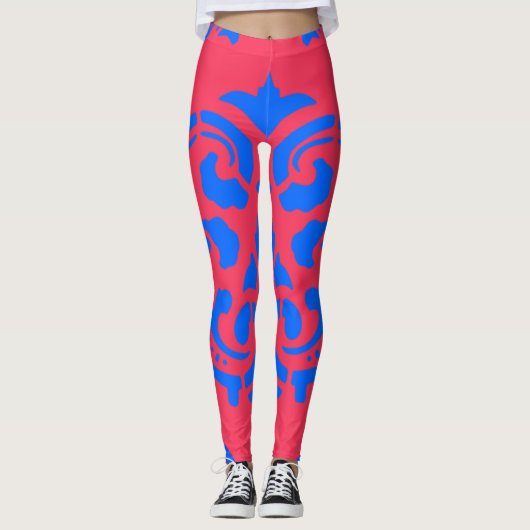 Blaues Viktorianisches Muster Leggings (Vorderseite)