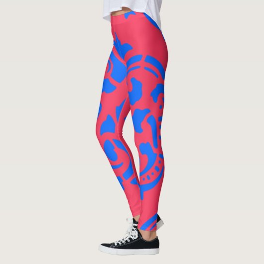 Blaues Viktorianisches Muster Leggings (Links)