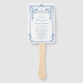 Blaues Viktorianisches Verziertes Hochzeitsprogram Fächer (Vorderseite)