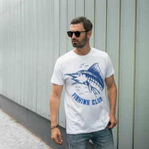 Blaues Vintage-Anglerclub-T-Shirt T-Shirt