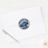 Blaues Vintage-Auto Runder Aufkleber (Umschlag)