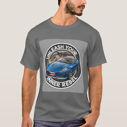 Blaues Vintage-Auto T-Shirt (Vorderseite)