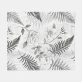 Blaues Vintage-Blumen-Botanik-Muster (1) Fleecedecke (Vorderseite (Horizontal))