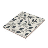 Blaues Vintage-Blumen-Botanik-Muster (2) Fliese (Seite)