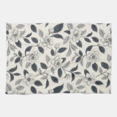 Blaues Vintage-Blumen-Botanik-Muster (2) Geschirrtuch (Horizontal)
