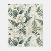 Blaues Vintage-Blumen-Botanik-Muster (4) Fleecedecke (Vorderseite)