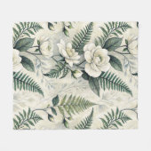 Blaues Vintage-Blumen-Botanik-Muster (4) Fleecedecke (Vorderseite (Horizontal))