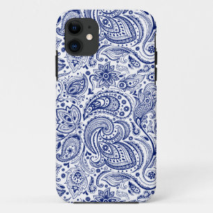 Blaues Vintage-Blumen-Paisleymuster Case-Mate iPhone Hülle